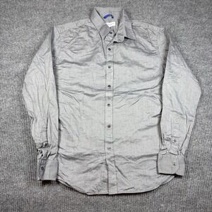 Teddy Stratford Shirt Men's 4 New York City Grey Long Sleeve Button Up Zipper